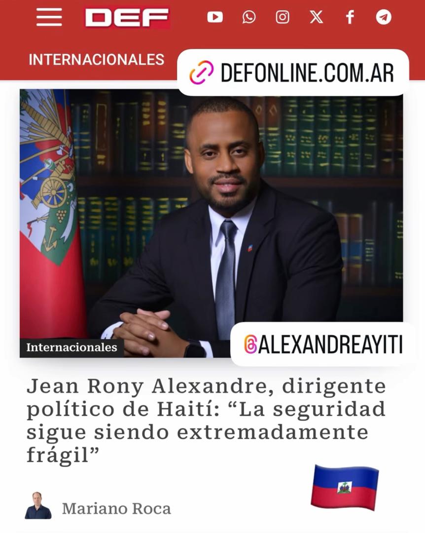 Entretien de M. Jean Rony ALEXANDRE avec le magazine Defrevista sur la situation sécuritaire en Haïti